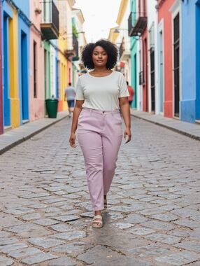 NWT St. John's Bay Pink Lavender Girlfriend Chino Slender Panel Pants ~sz 22W